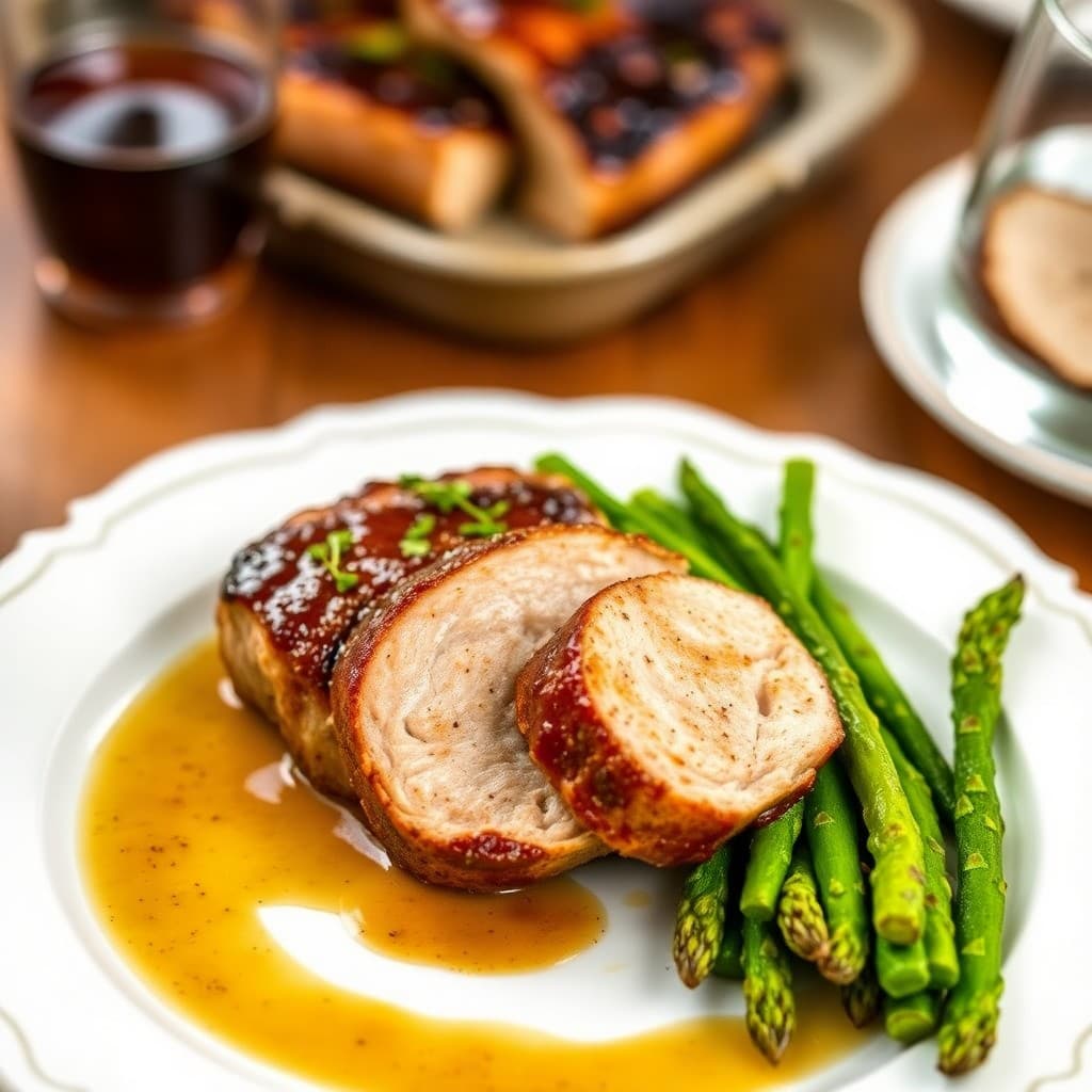 Honey Garlic Glazed Pork Tenderloin with Roasted Asparagus