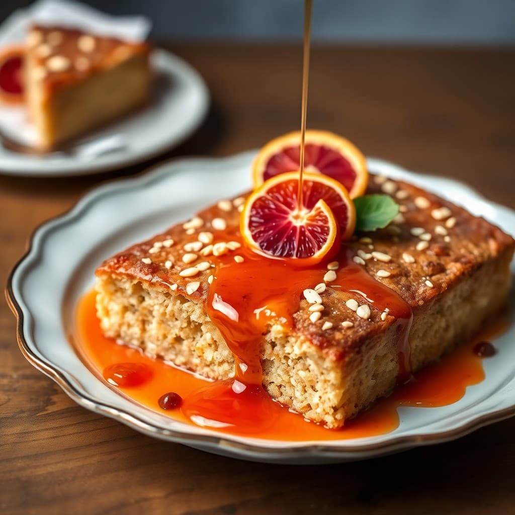 Sicilian Almond & Semolina Cake with Blood Orange Syrup & Extra Virgin Olive Oil