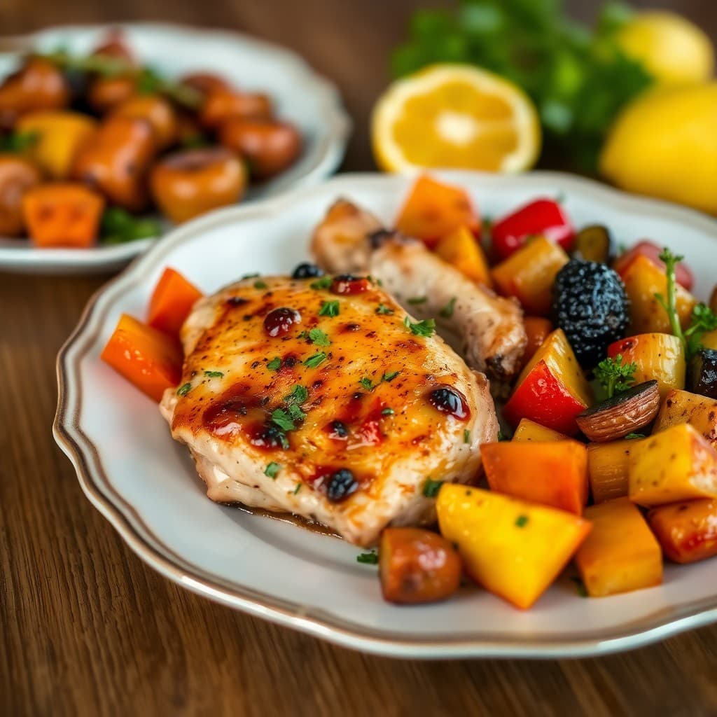Citrus Herb Roasted Chicken with Balsamic Glazed Vegetables