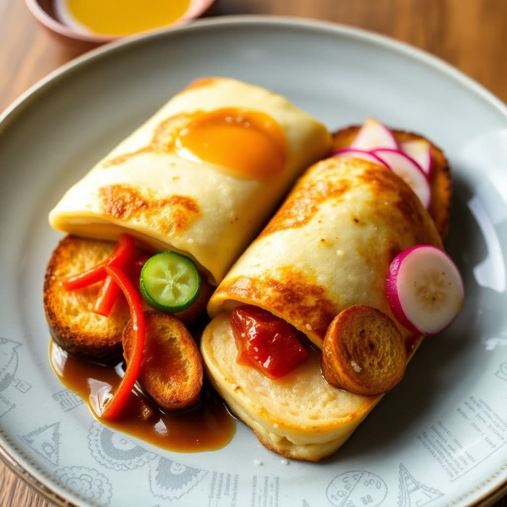 Japanese Tamagoyaki with Miso Butter Toast & Pickled Vegetables