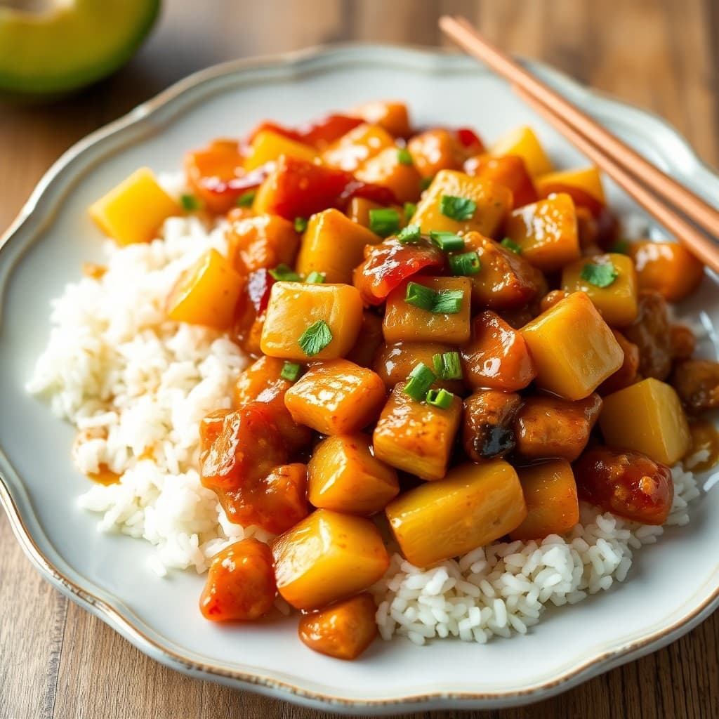 Teriyaki Chicken Stir-Fry with Pineapple and Jasmine Rice
