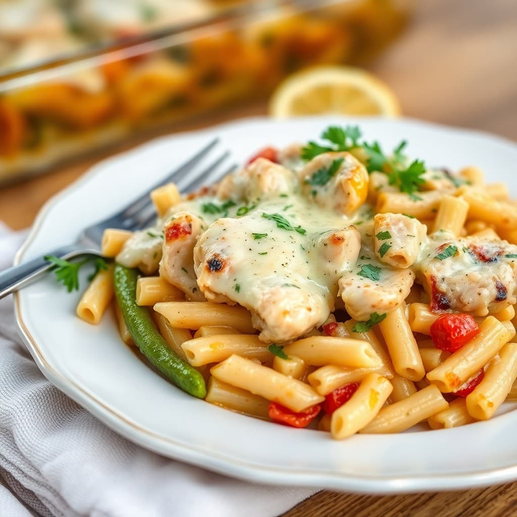 Garlic Herb Chicken and Vegetable Pasta Bake