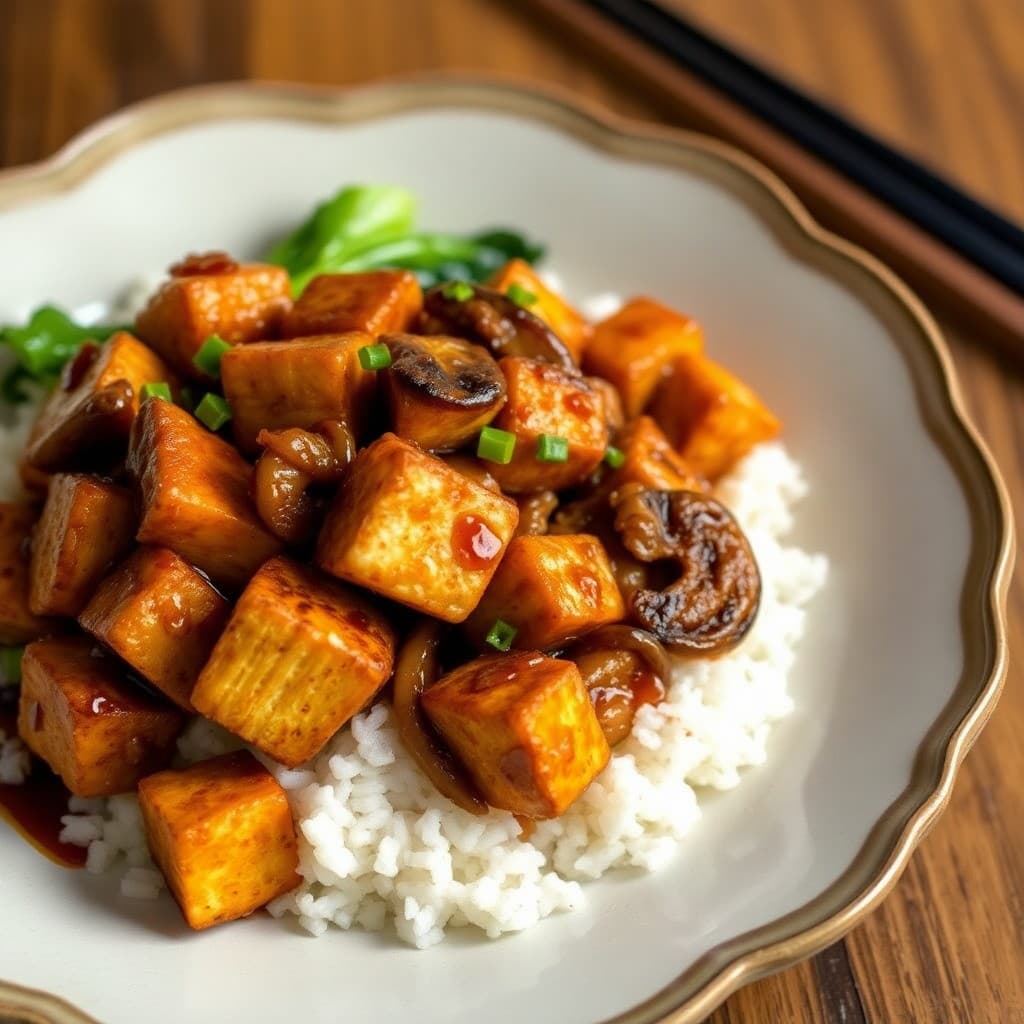 Crispy Tofu & Shiitake Stir-Fry with Ginger-Soy Glaze