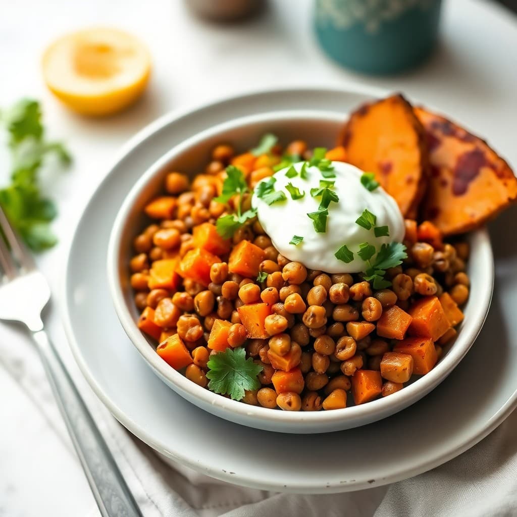 Ethiopian Spiced Lentil & Sweet Potato Breakfast Bowl