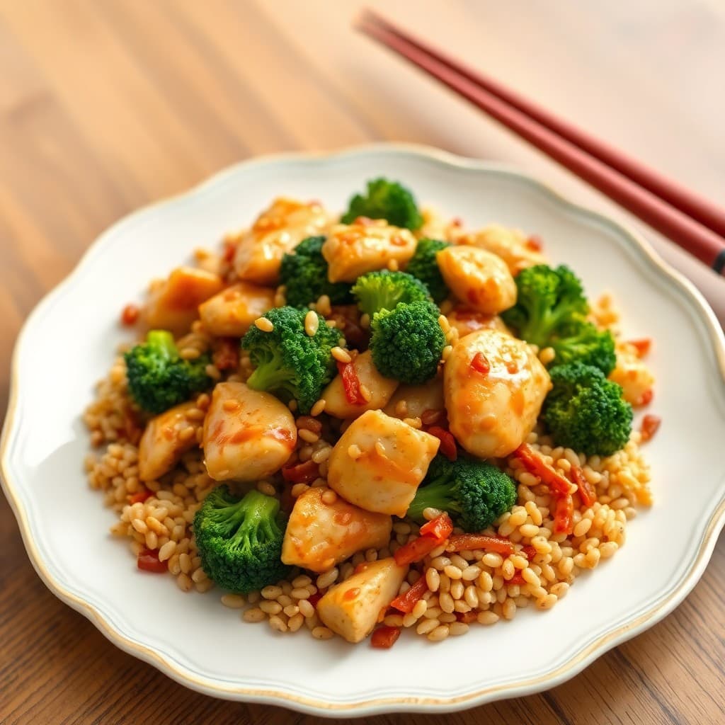 Ginger Teriyaki Chicken Stir-Fry with Broccoli and Farro
