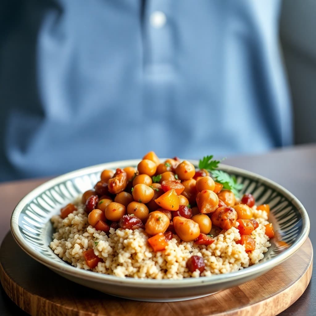 Moroccan-Spiced Chickpea & Apricot Tagine with Herbed Bulgur