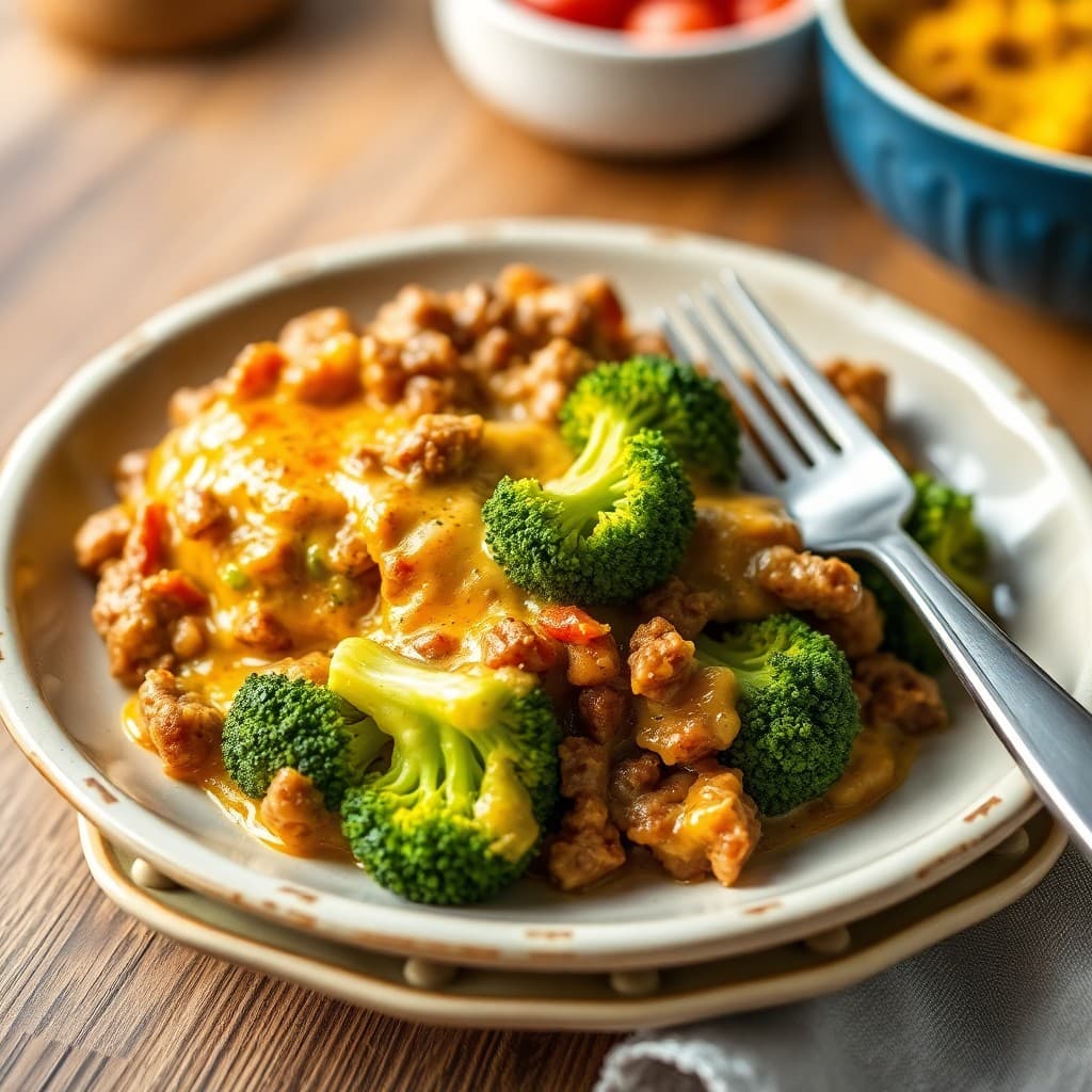 Cheesy Beef and Broccoli Bake