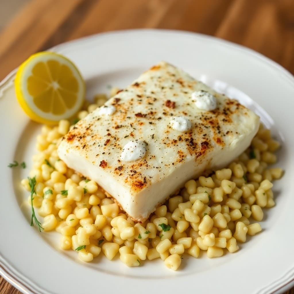 Greek-Style Baked Cod with Lemon-Dill Orzo