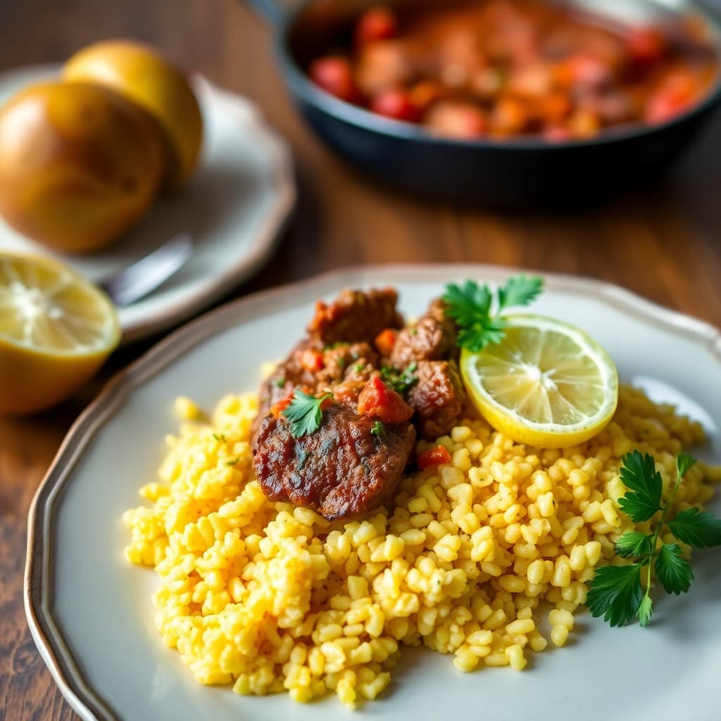 Zesty Moroccan Beef Tagine with Lemon Couscous