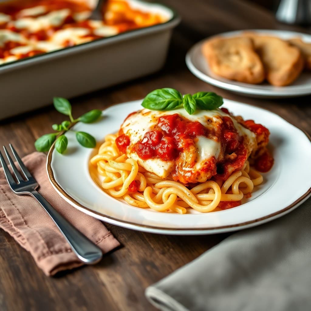 Zesty Italian Chicken Parmesan Baked Ziti