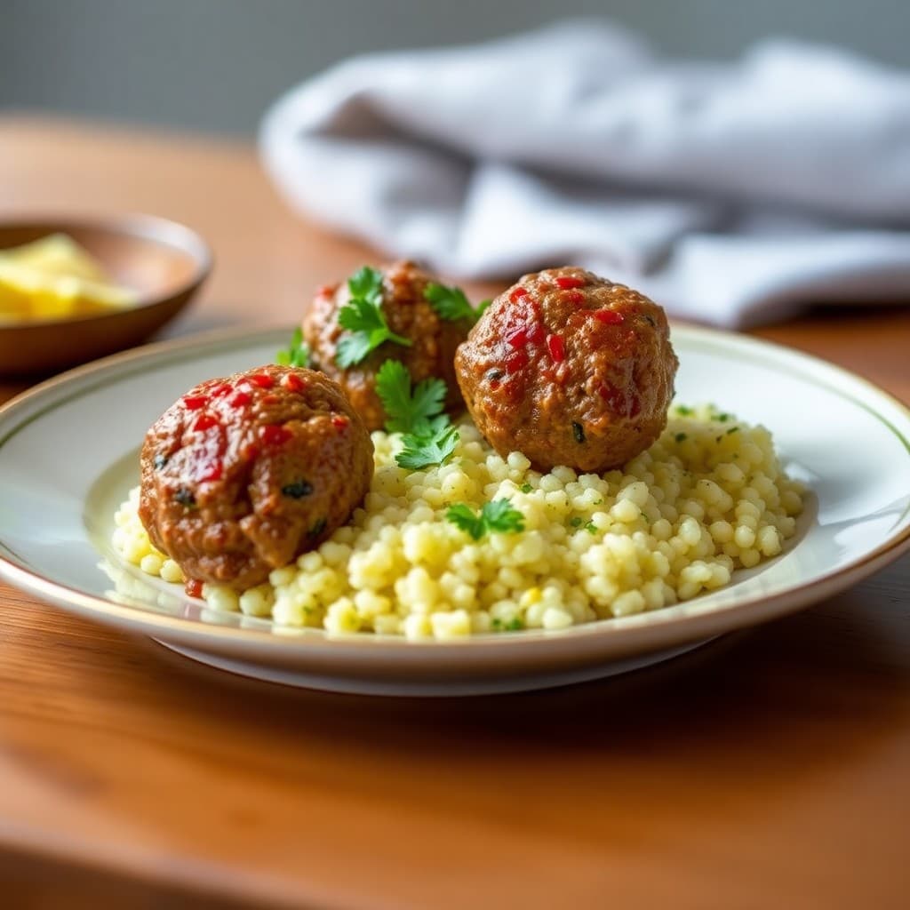 Moroccan Spiced Lamb Meatballs with Lemon-Herb Couscous
