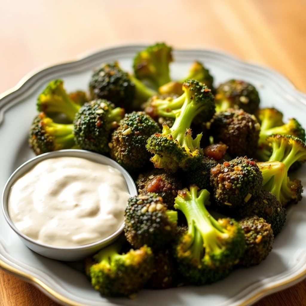 Keto Roasted Broccoli with Creamy Garlic Dip