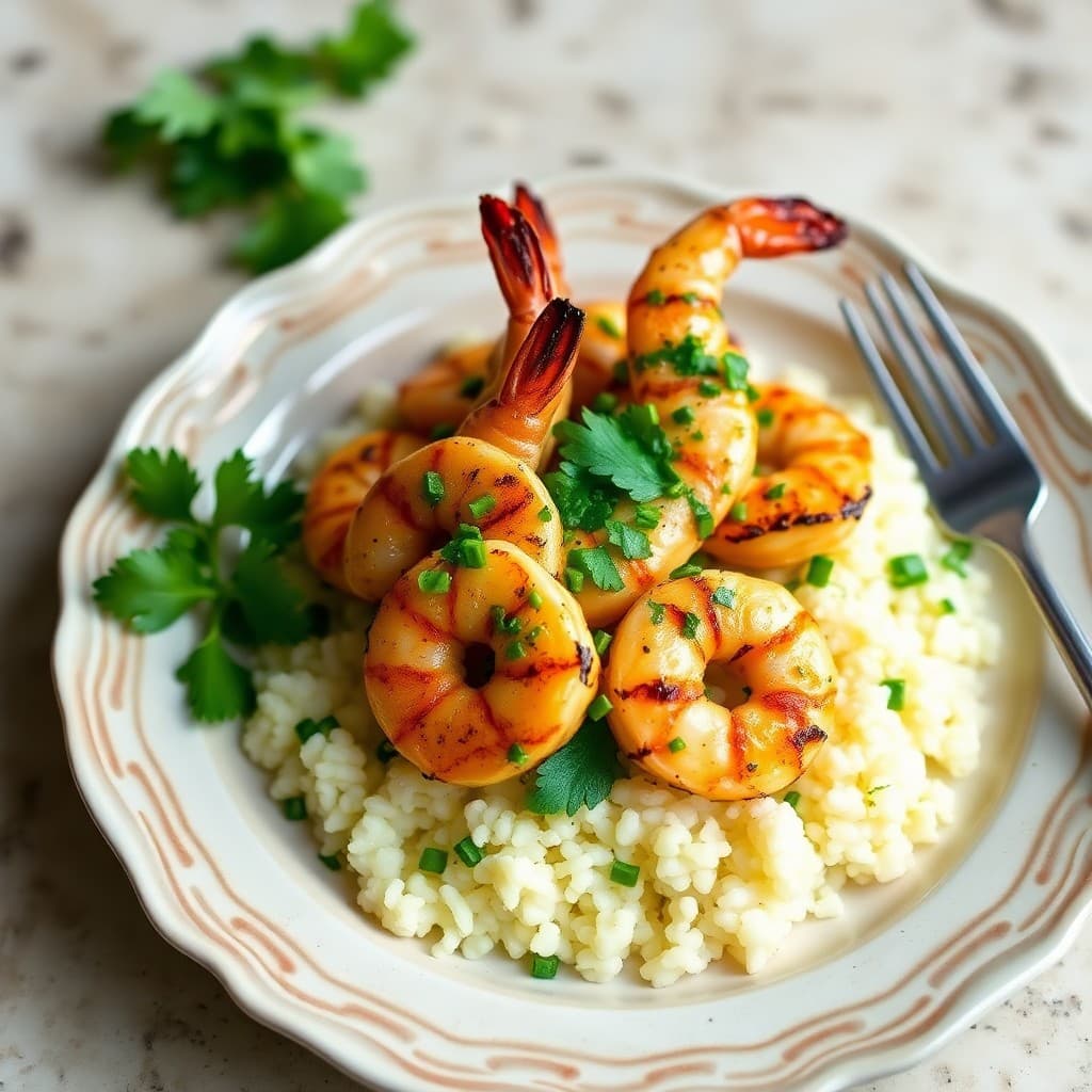 Zesty Cilantro Lime Grilled Shrimp with Cauliflower Rice