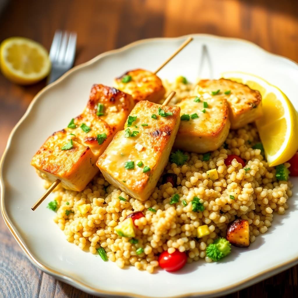 Zesty Lemon Chicken Piccata Skewers