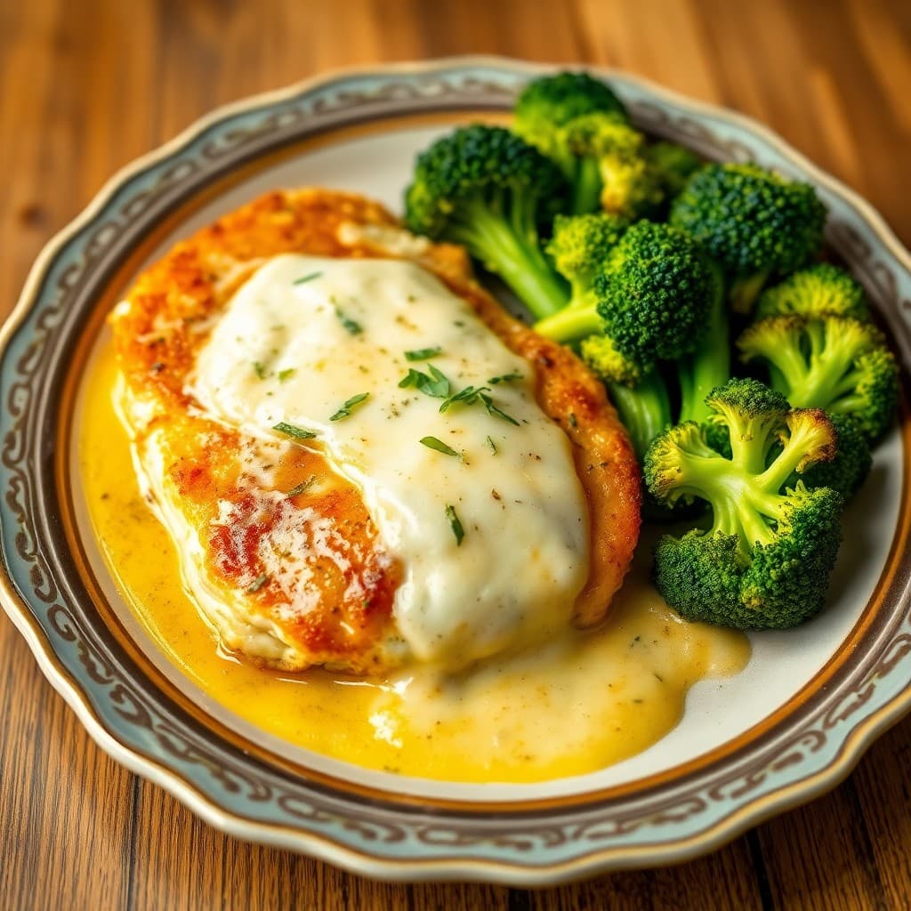 Zesty Lemon Chicken Parmigiana with Garlic Roasted Broccoli