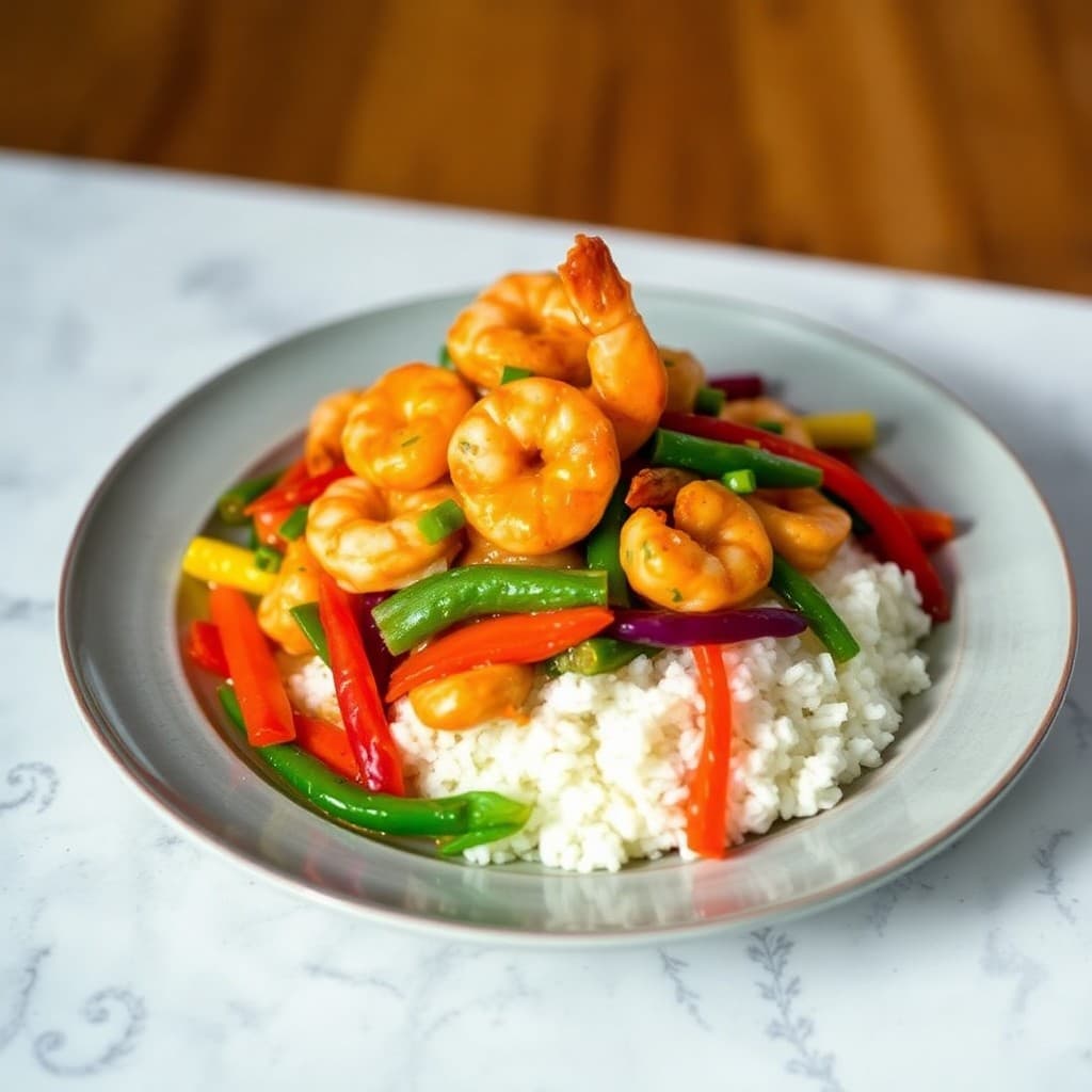 Spicy Thai Shrimp Stir-Fry with Coconut Rice