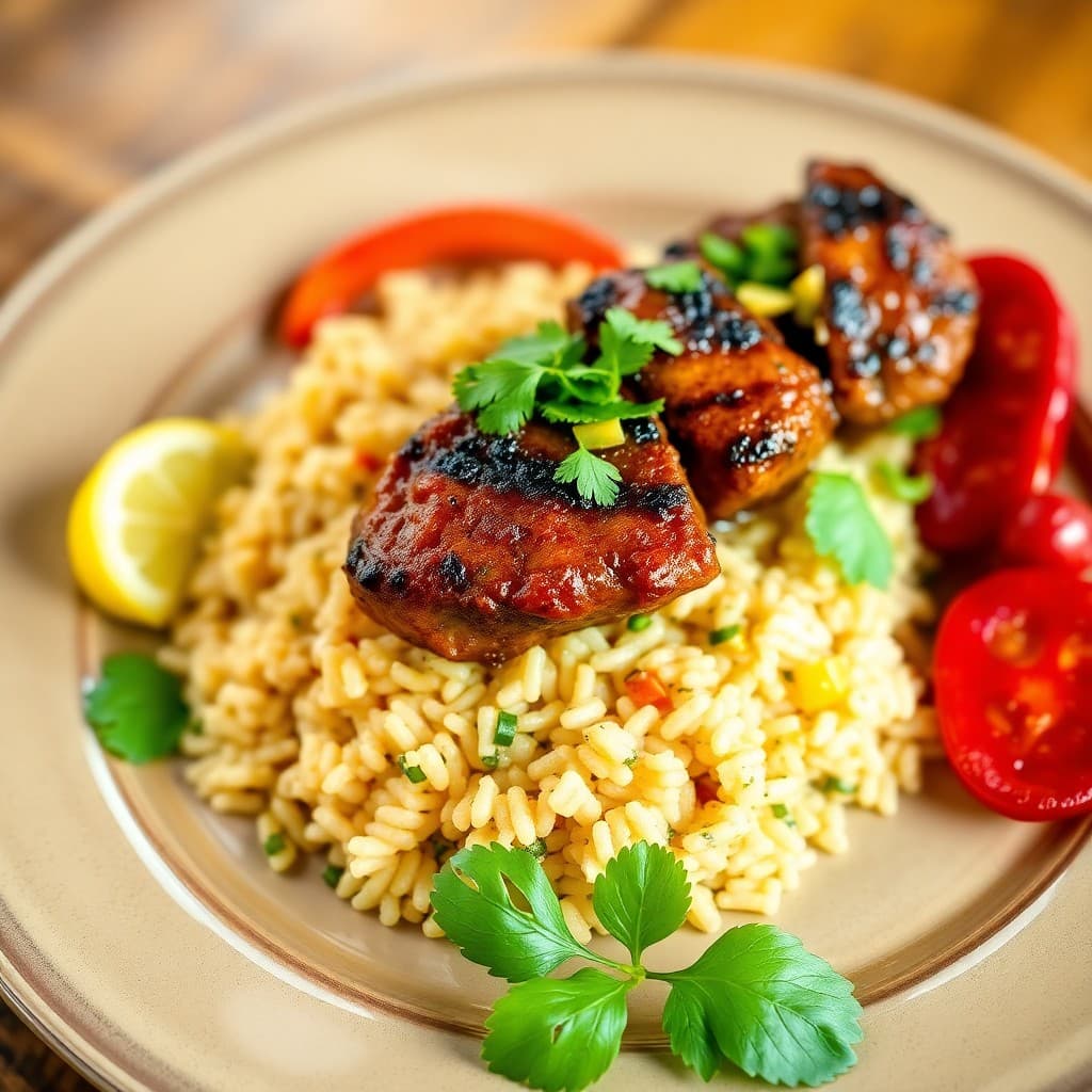 Vibrant Brazilian Steak Fajitas with Chimichurri Rice
