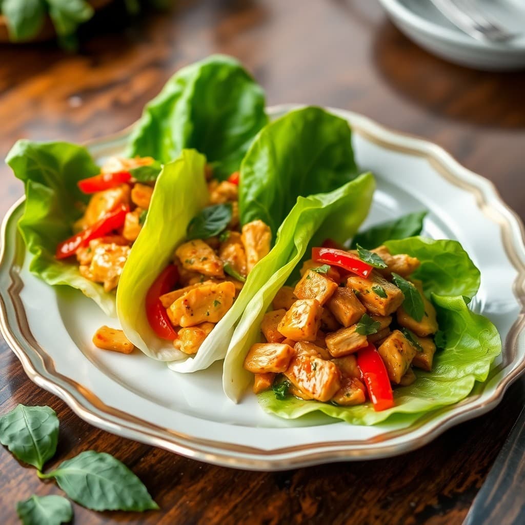 Sizzling Thai Basil Chicken Lettuce Wraps