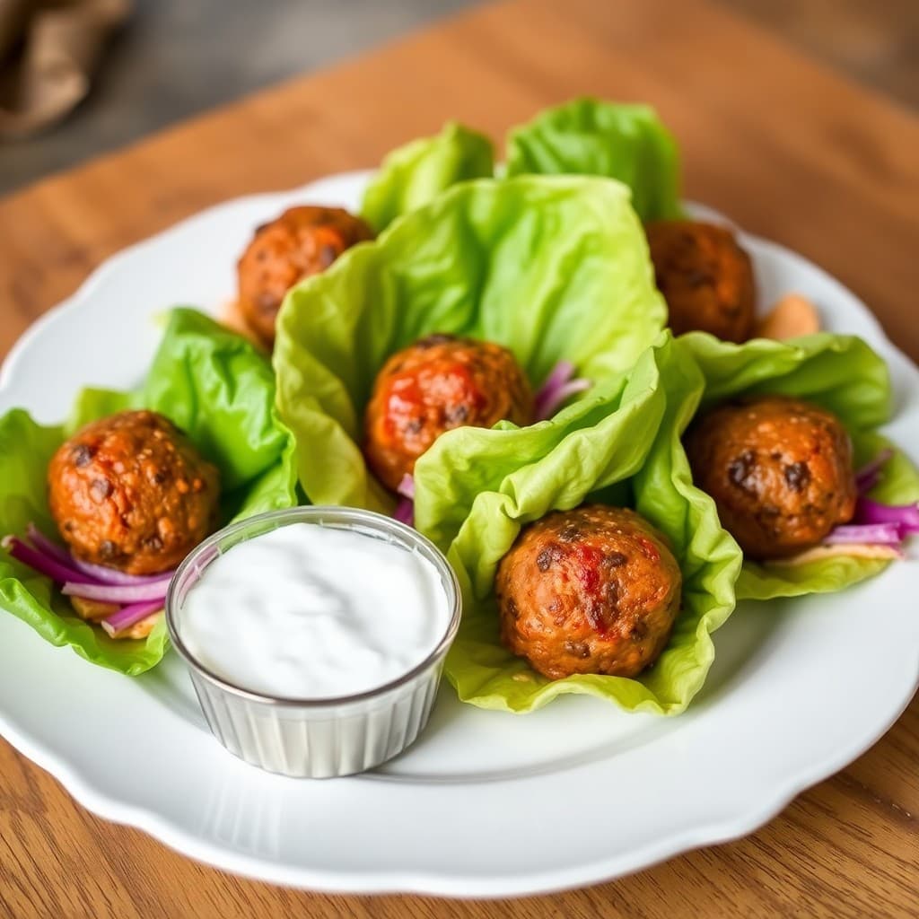 Spicy Moroccan Meatball Lettuce Wraps