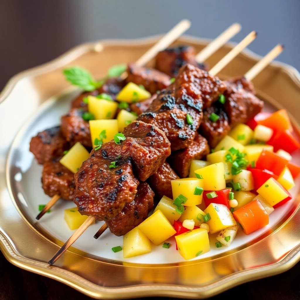 Breezy Brazilian Beef Skewers with Pineapple Salsa