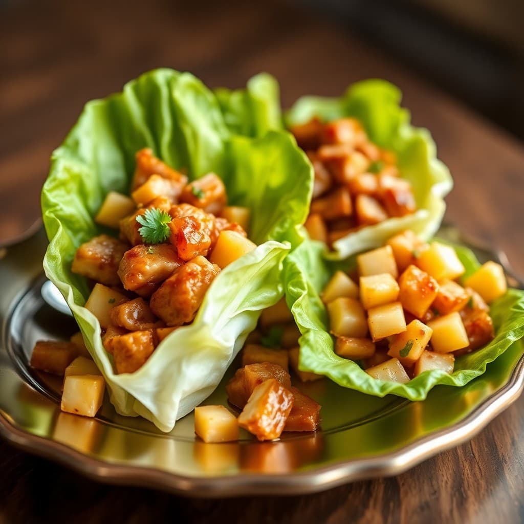 Teriyaki Pineapple Pork Lettuce Wraps