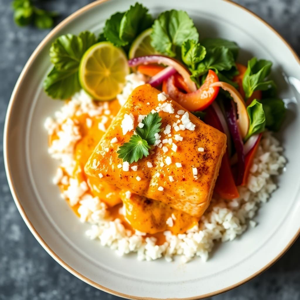 Thai Coconut Curry Salmon Bowls
