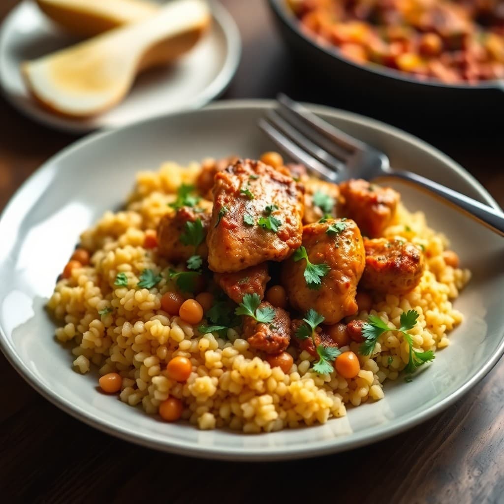 Moroccan Chicken Tagine with Chickpea Couscous