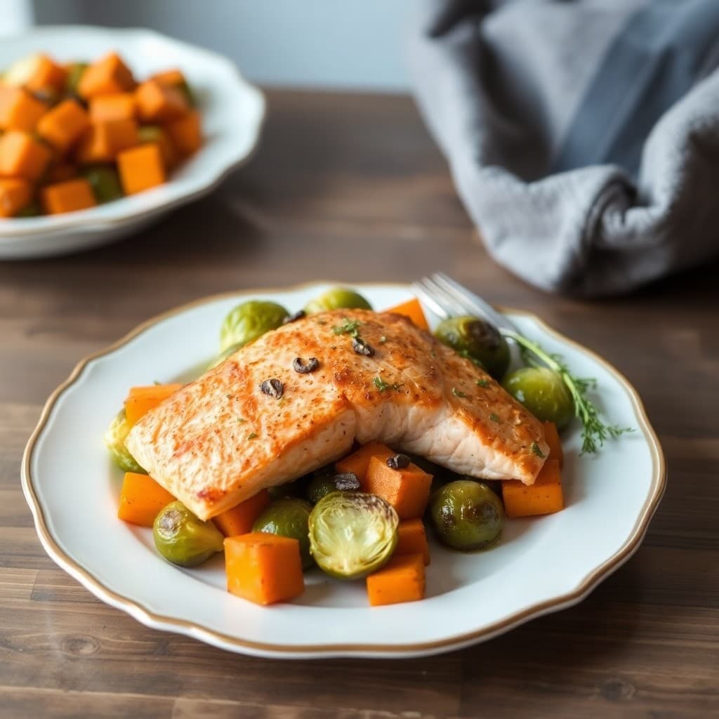 Paleo Roasted Salmon and Veggie Medley