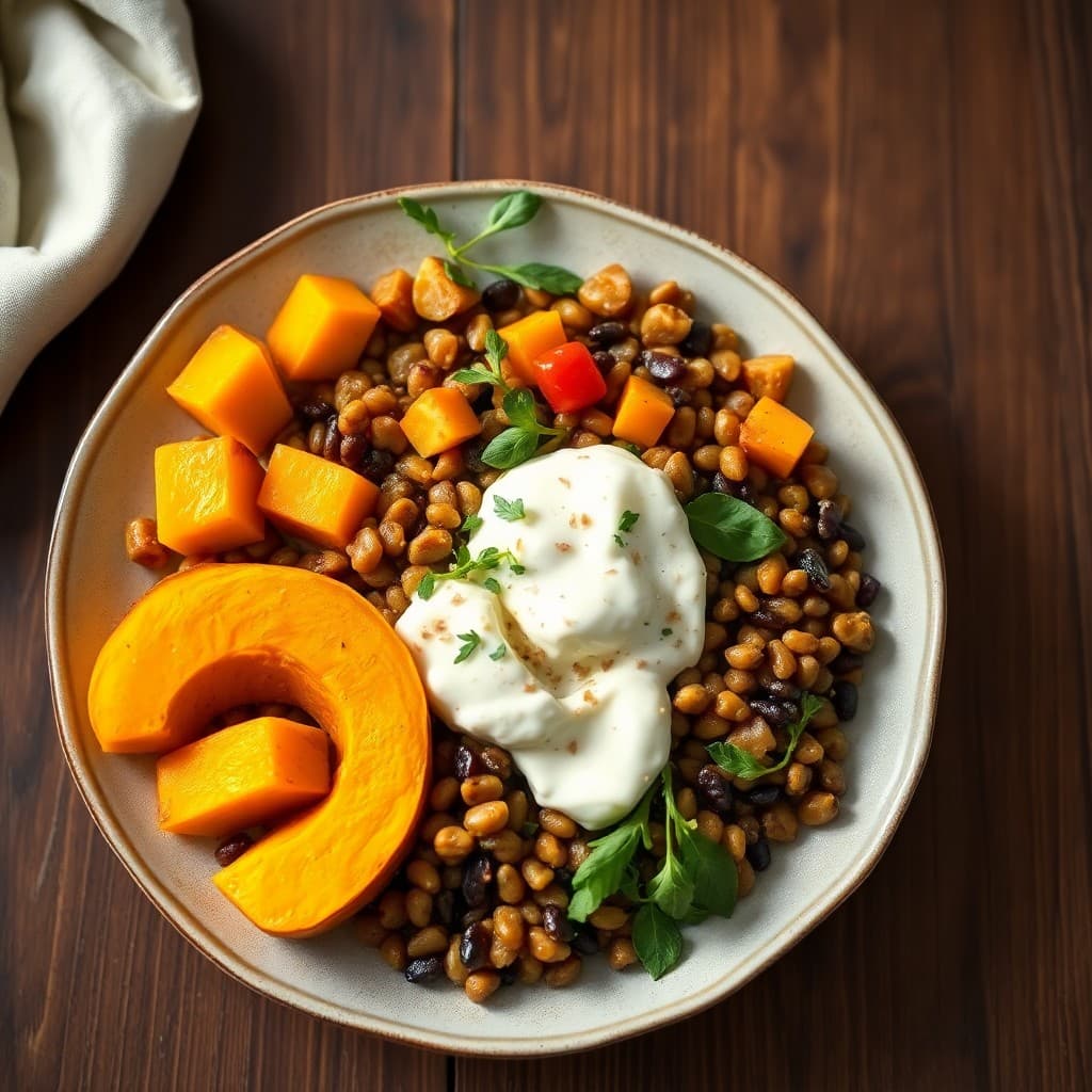 Autumn Lentil and Butternut Squash Bowl