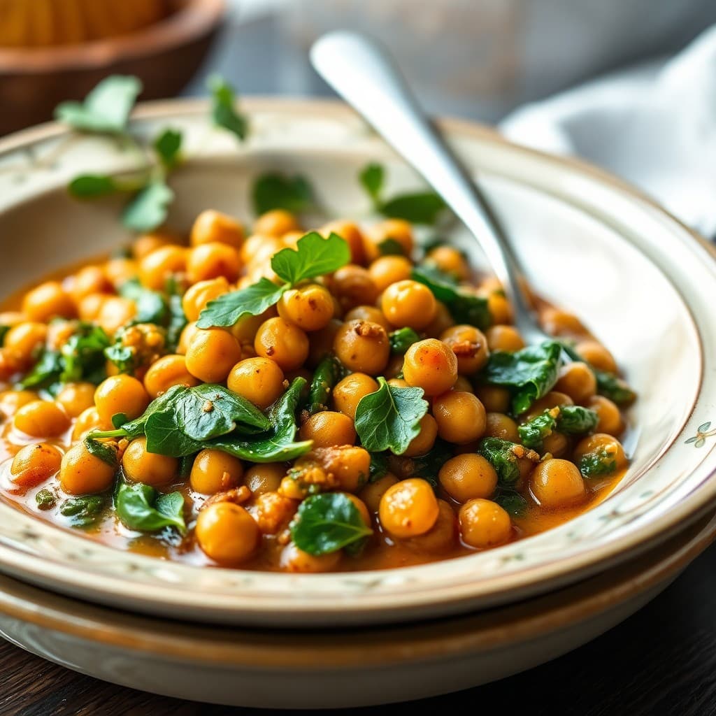 Moroccan Chickpea and Spinach Stew