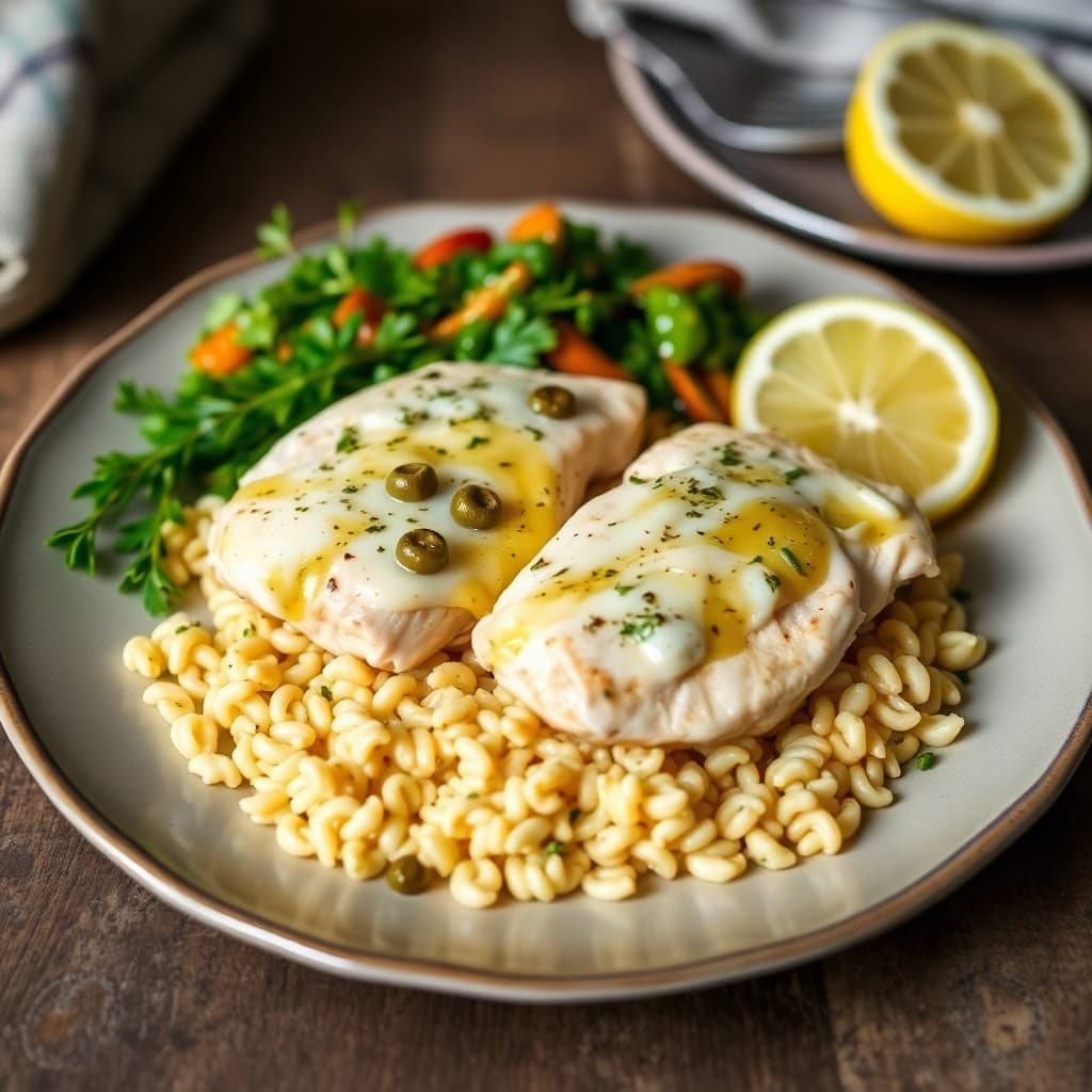 Zesty Lemon Chicken Piccata with Garlic-Herb Orzo
