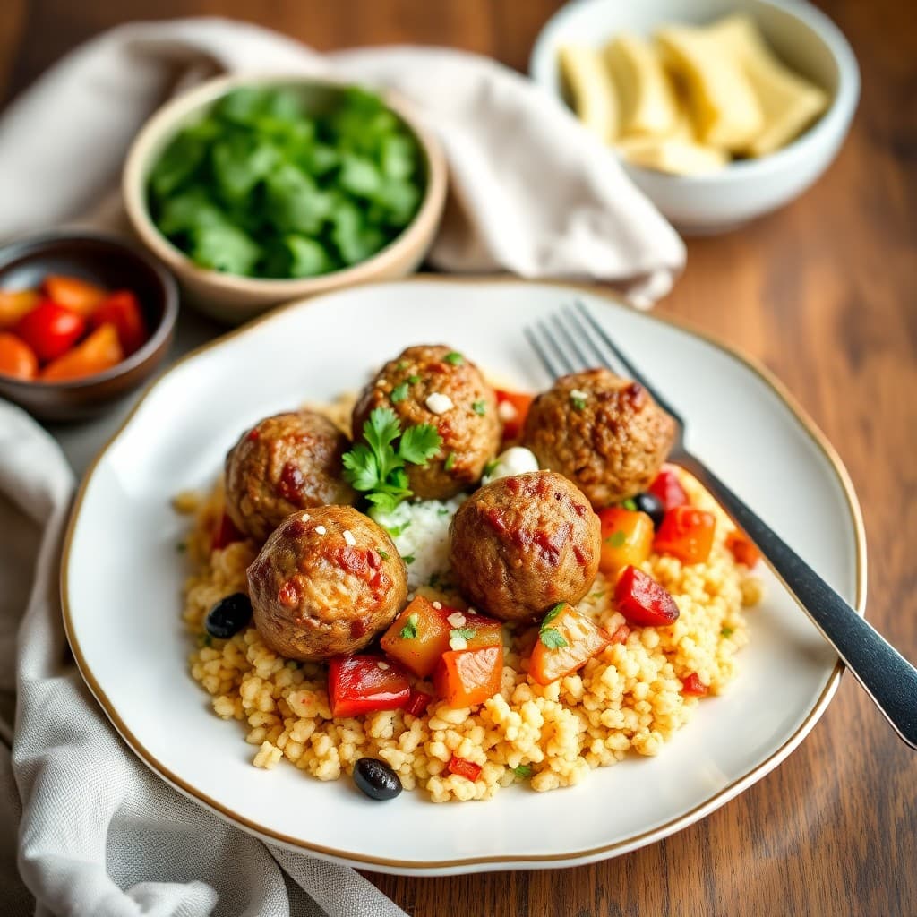 Moroccan Spiced Lamb Meatball Bowls