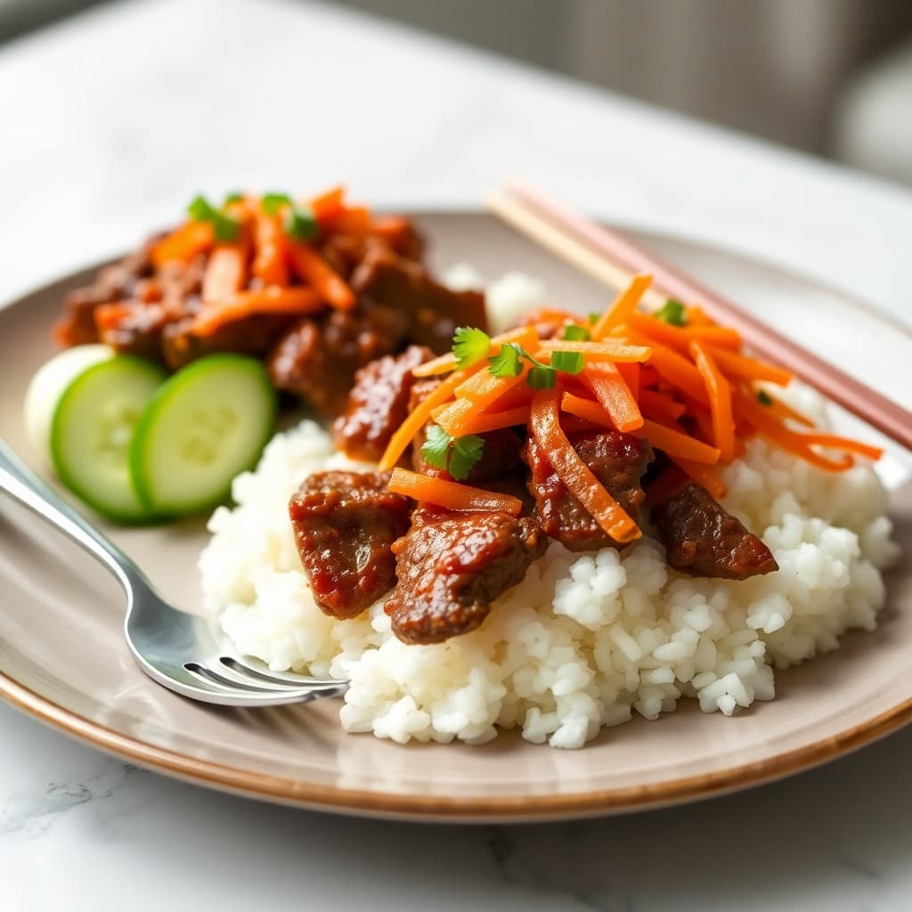 Korean Beef Rice Bowls with Kimchi
