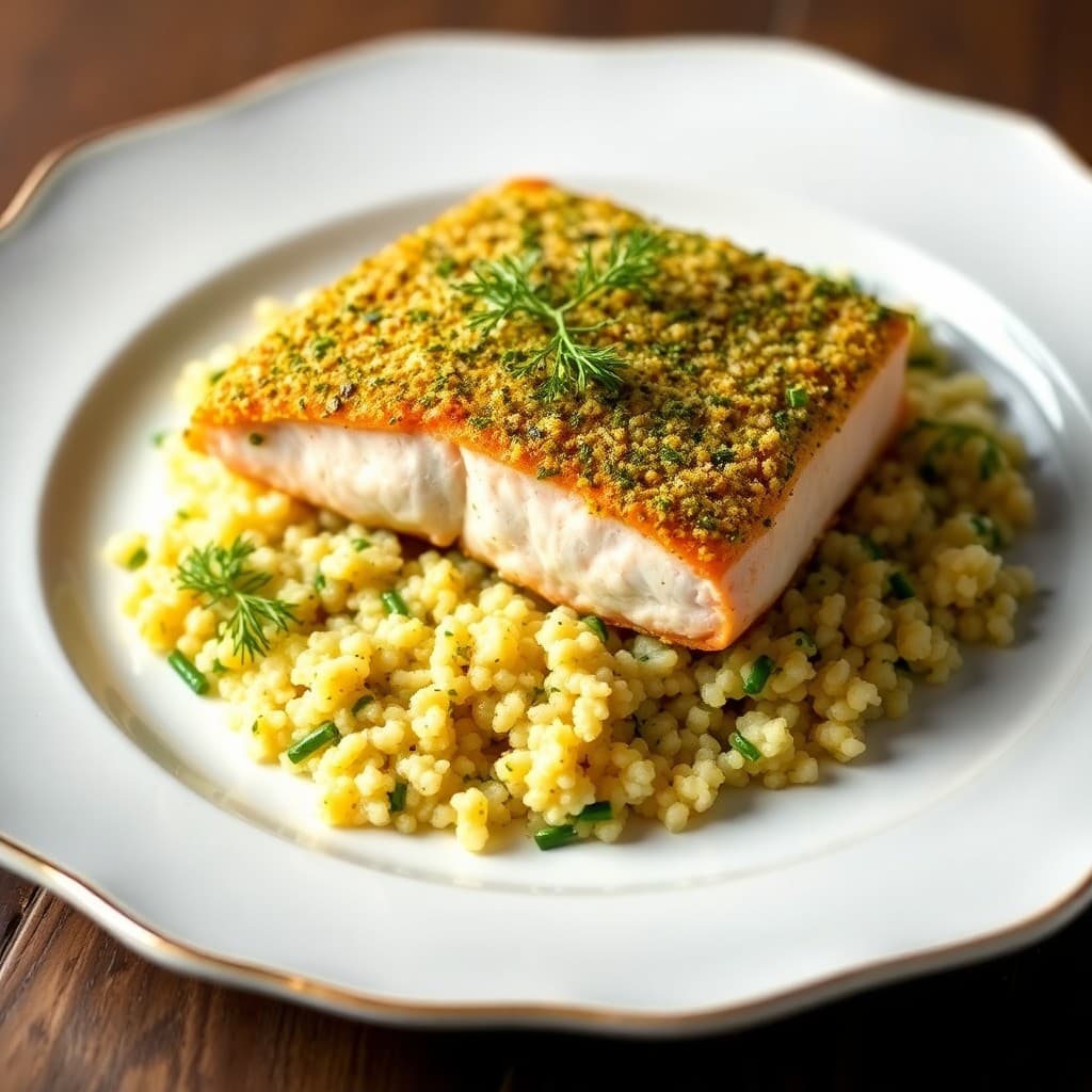 Garlic-Herb Baked Salmon with Lemon Dill Quinoa