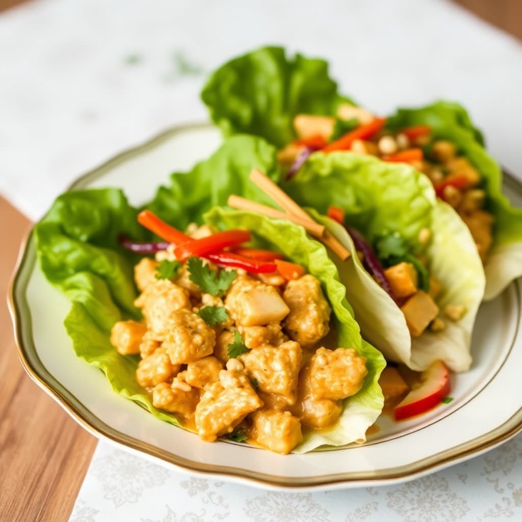 Thai Coconut Curry Chicken Lettuce Wraps