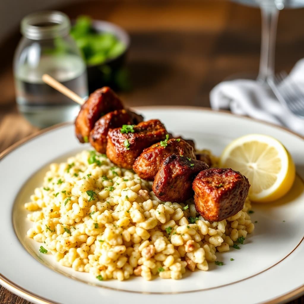 Sizzling Moroccan Lamb Skewers with Herbed Couscous