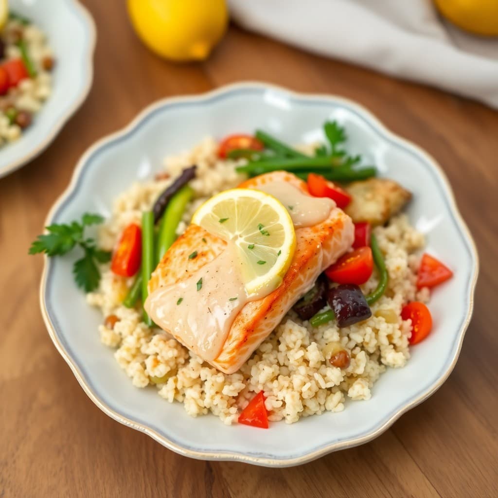 Lemon Garlic Salmon Bowls