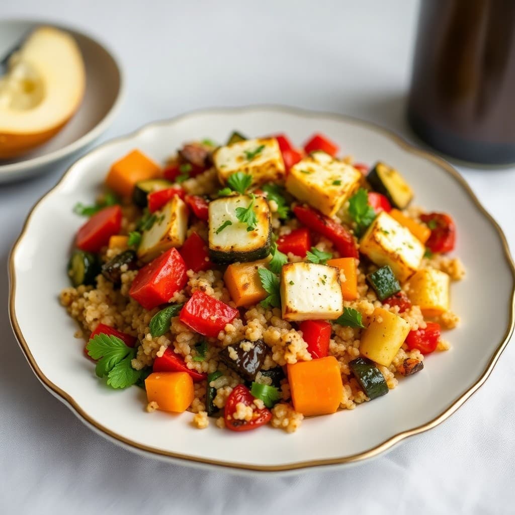 Roasted Vegetable Medley with Quinoa and Halloumi
