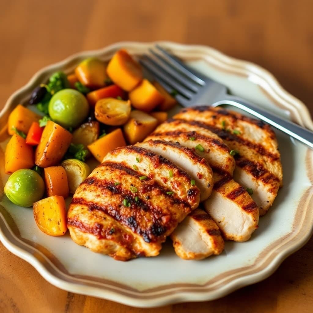 Grilled Chili-Lime Chicken with Roasted Butternut Squash Medley