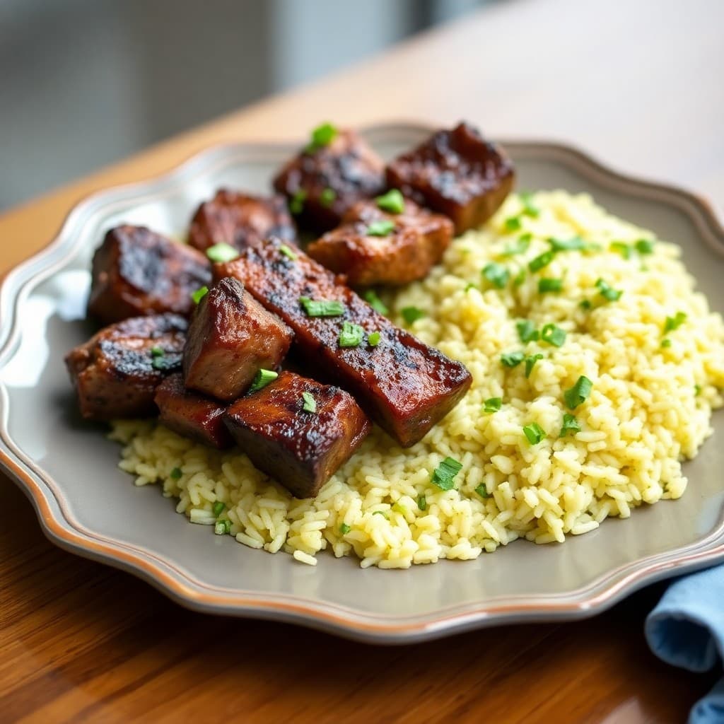 Zesty Brazilian Steak Skewers with Lime-Cilantro Rice