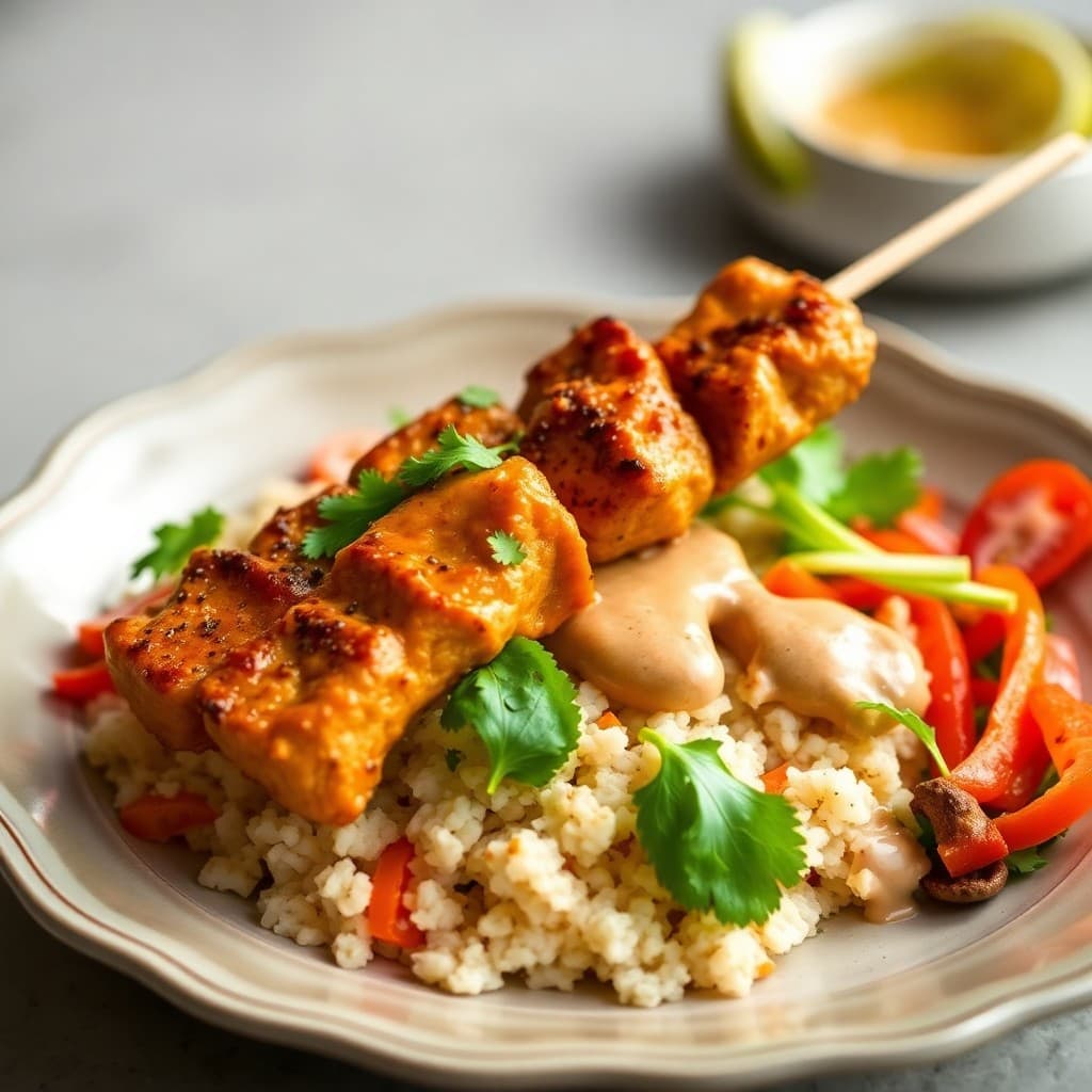 Thai Peanut Chicken Satay Bowls