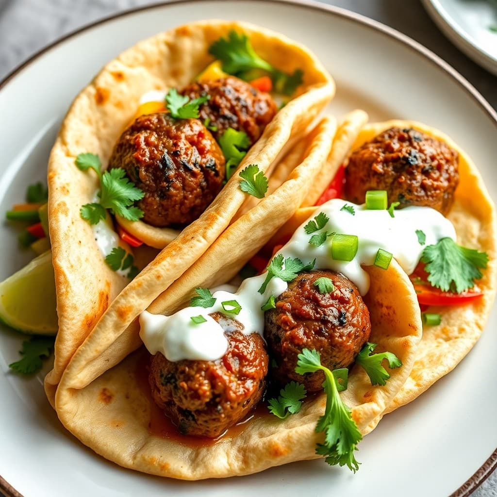 Moroccan Lamb Meatball Wraps