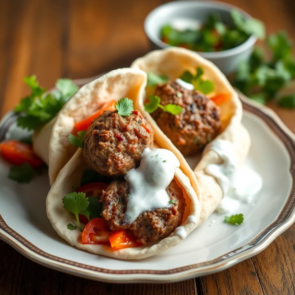 Mediterranean Lamb Meatball Wraps