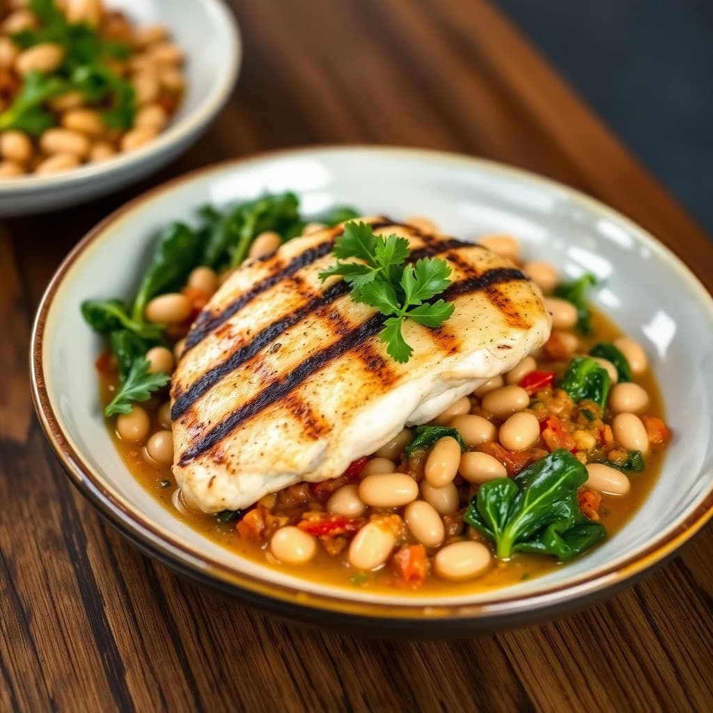 Sicilian-Spiced Grilled Chicken with White Bean & Escarole Ragù