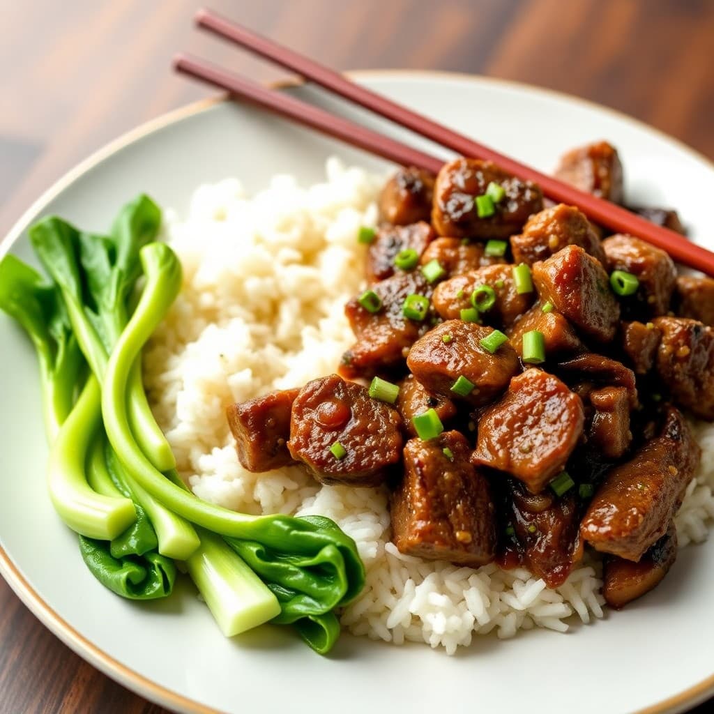 Sizzling Korean Beef Bowl with Garlic-Ginger Bok Choy