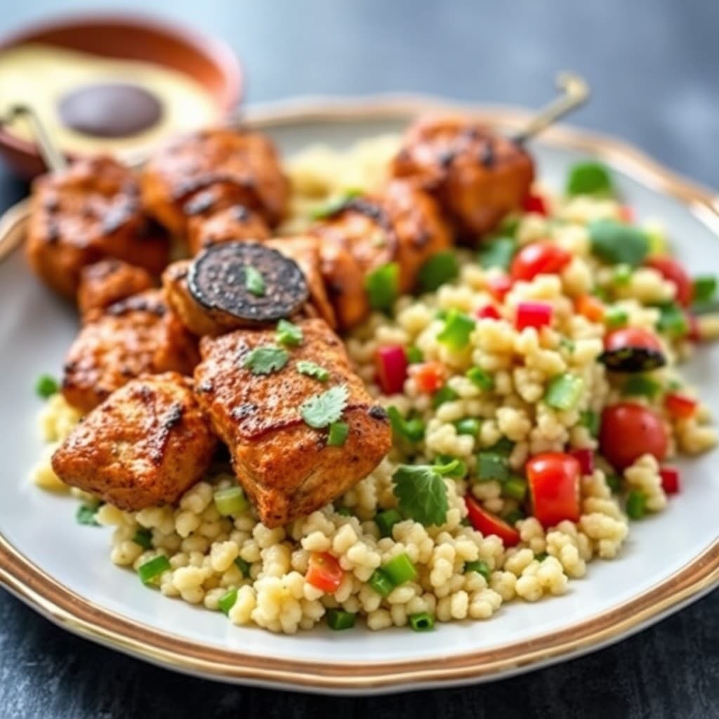 Moroccan-Spiced Chicken Skewers with Couscous Salad
