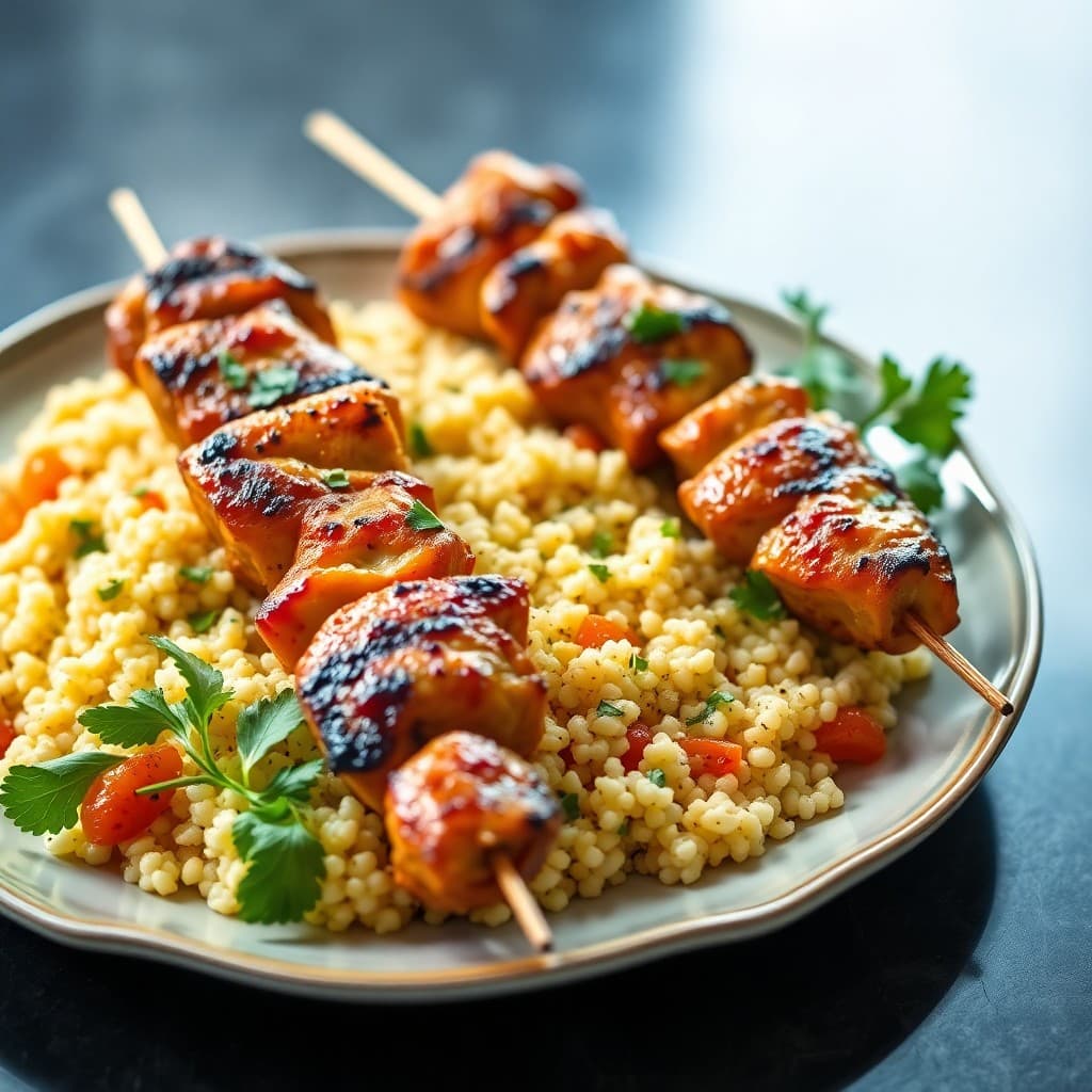 Vibrant Moroccan Chicken Skewers with Apricot Couscous