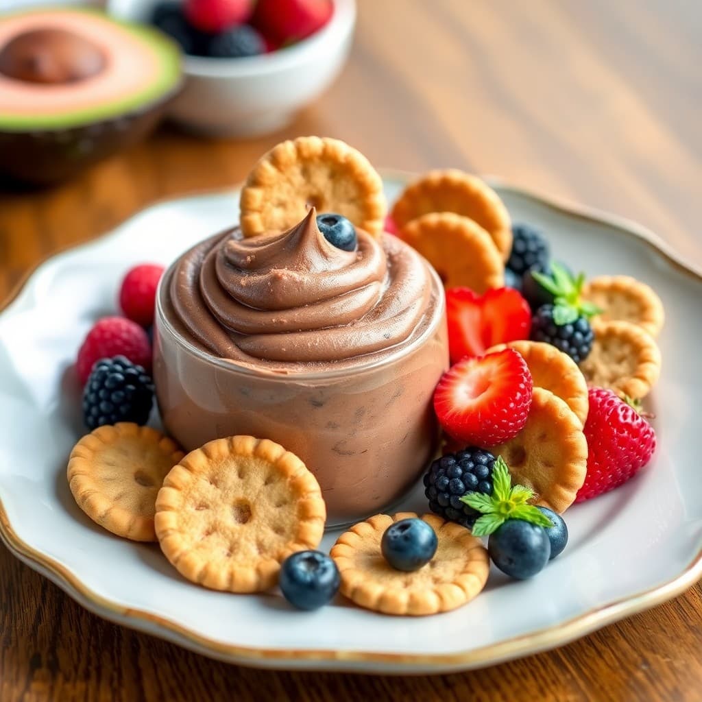 Brazilian Chocolate-Avocado Mousse with Crispy Wafer Cookies & Fresh Berries
