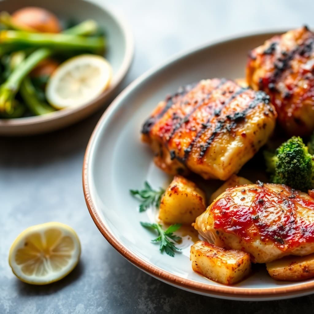 Portuguese Grilled Chicken & Crispy Potato Skillet with Charred Broccoli