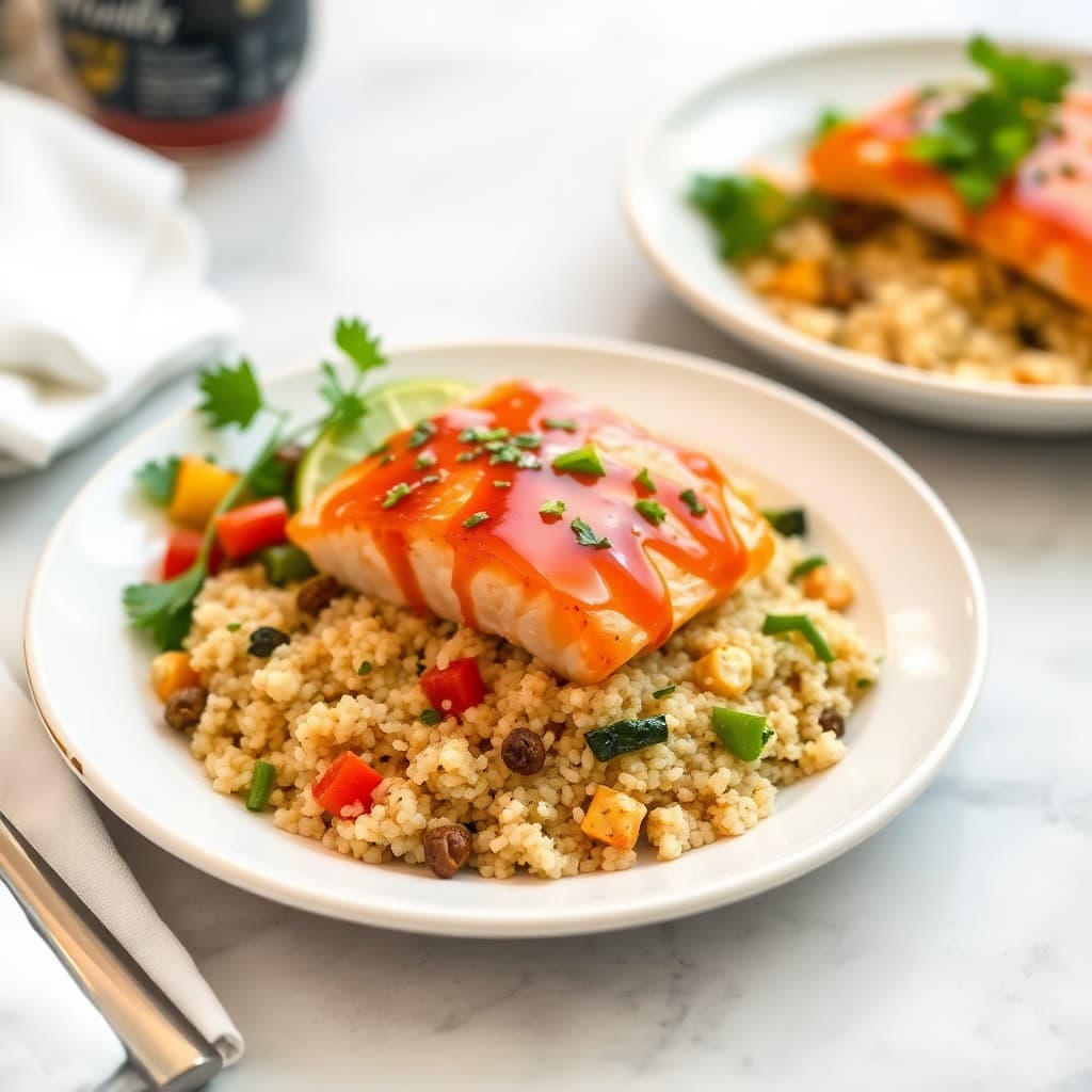 Spicy Honey Glazed Salmon Bowls